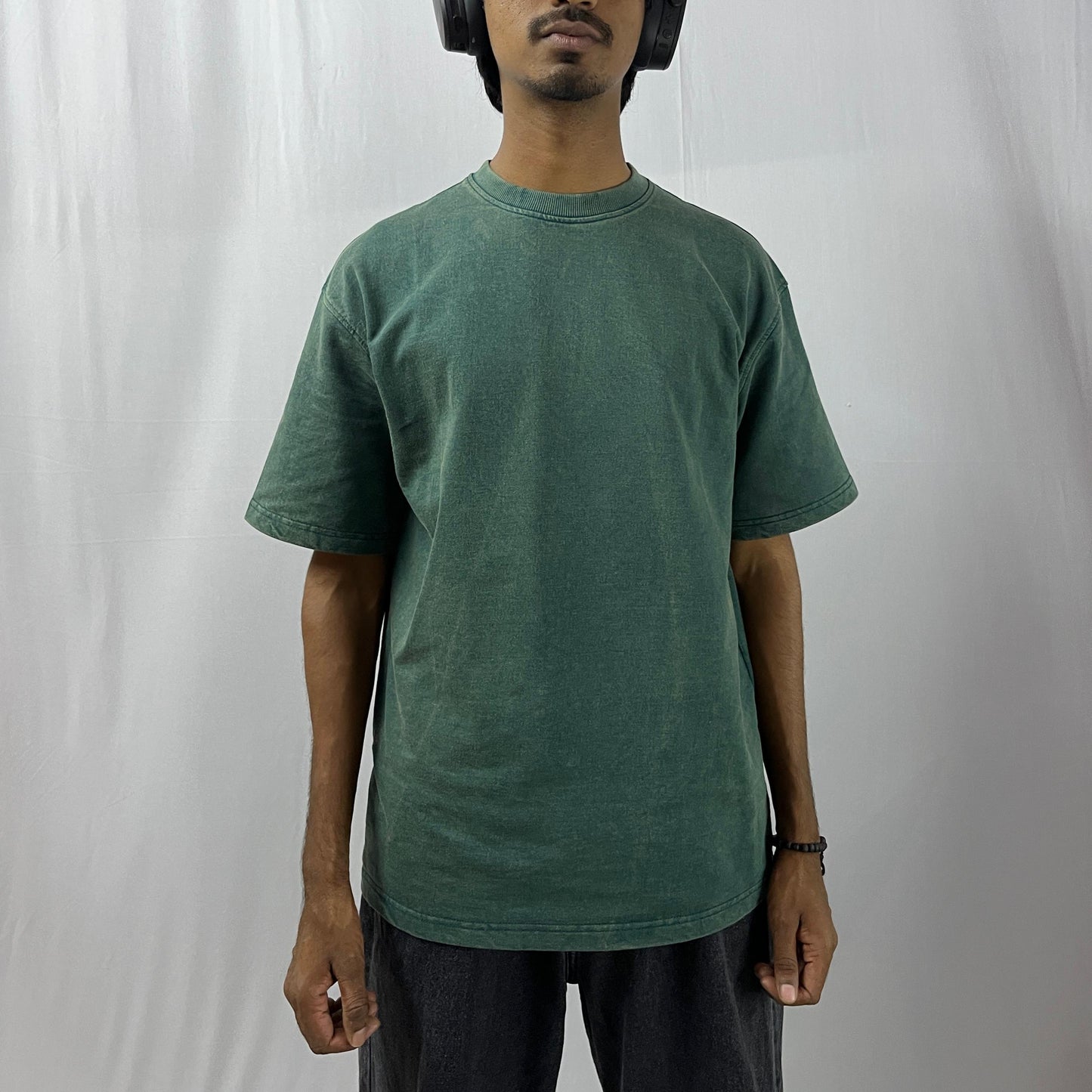 Green Stonewash vintage 240 GSM T-shirt Funiki basics