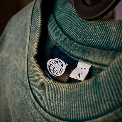 Green Stonewash vintage 240 GSM  T-shirt Funiki basics